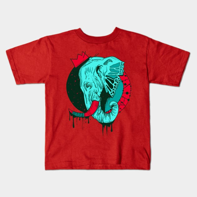 Turqred Royal Elephant Kids T-Shirt by kenallouis